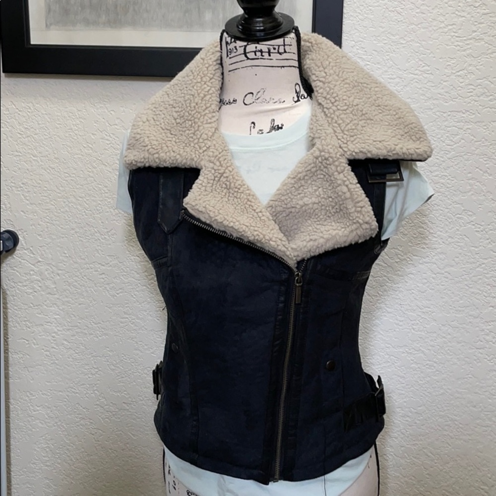 by Bernardo faux leather and faux shearing vest